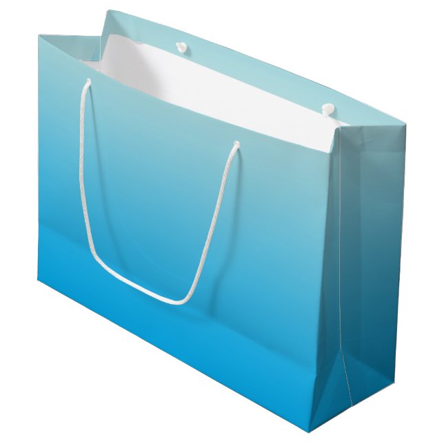 Aqua-Blau Ombre Große Geschenktüte (Vorderseite Schrägansicht)