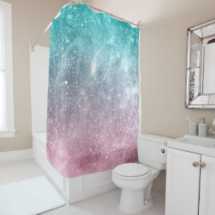 Aqua blau Pink Ombre Meer Galaxie abstrakt Duschvorhang