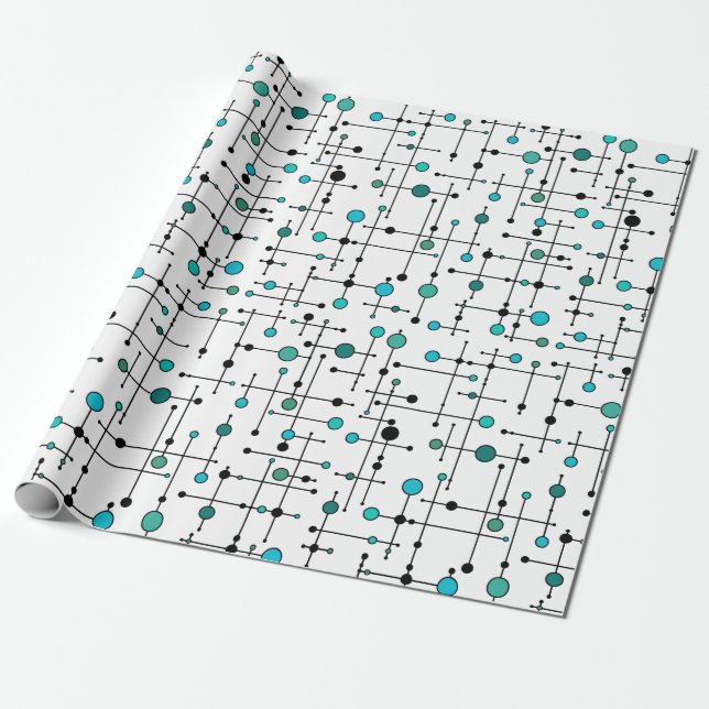 Aqua-Blau-Punkt Art der Mitte des Jahrhunderts Geschenkpapier (Ungerollt)
