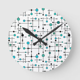 Aqua-Blau-Punkt Art der Mitte des Jahrhunderts Runde Wanduhr