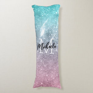 Aqua-blau Rosa Ombre Meer Galaxie abstraktes Monog Seitenschläferkissen