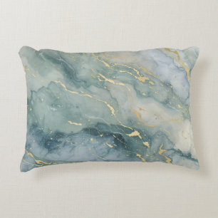 Aqua Blau Salbei Grün Gold Abstraktdruck Dekokissen
