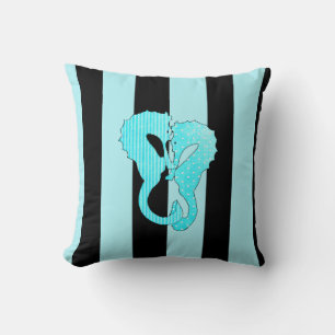 Aqua Blau Schwarz Muschel und Seepferdchen Kissen