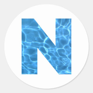 Aqua Blau Schwimmbad Foto Monogramm N Runder Aufkleber