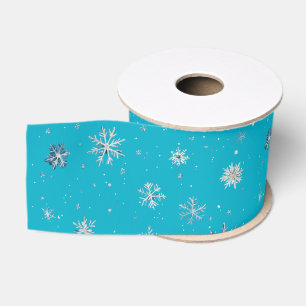 Aqua Blau Silber Weiße Weihnachten Schneeflocken Ripsband
