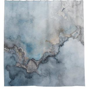 Aqua Blau Türkis Grau Beige Abstrakte Wohndekorati Duschvorhang