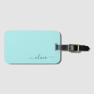 Aqua Blau Türkis Mädchenname Schriftzug Modern Gepäckanhänger