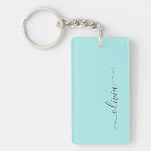 Aqua Blau Türkis Moderne Schrift Mädchen-Monogramm Schlüsselanhänger