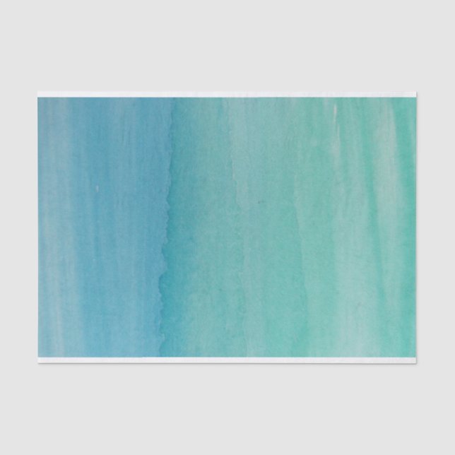 Aqua blau türkisfarbenes Wasserfarbendecouponhandw Seidenpapier (Vorderseite)