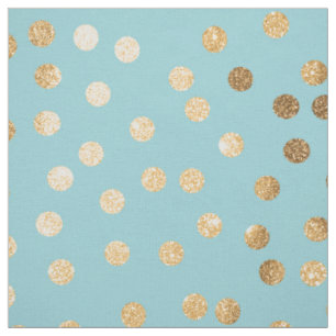 Aqua-Blau-und GoldGlitzer-Stadt-Punkte Stoff