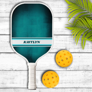 Aqua Blau und Weiß personalisiertes Pickleball-Pad Pickleball Schläger