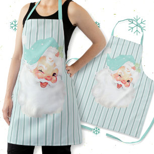 Aqua Blau Vintage zwinkernd Weihnachtsmann Weihnac Schürze