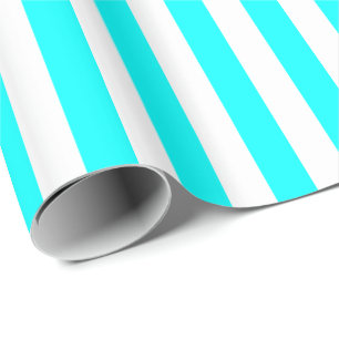 Aqua Blau/Weiß Streifen Geschenkpapier