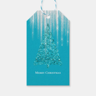 Aqua Blaue Eiszapfen Funkeln Weihnachtsbaum Geschenkanhänger
