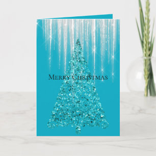 Aqua Blaue Eiszapfen Funkeln Weihnachtsbaum Karte