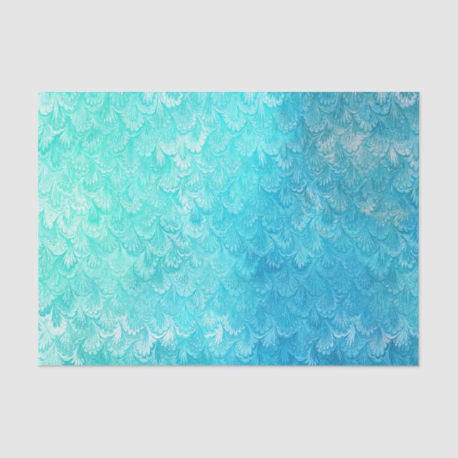 Aqua-blaue glänzende seidenpapier (Vorderseite)
