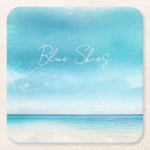 Aqua Blaue Himmel Sand Strand Ozean Rechteckiger Pappuntersetzer