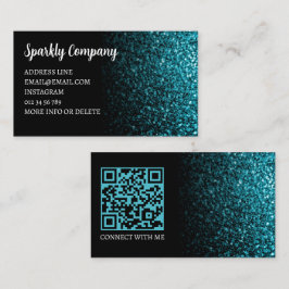 Aqua-blaue Imitate funkeln schwarz-eleganter QR-Co Visitenkarte