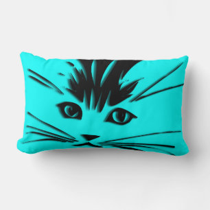 Aqua Blaue Kitty-Katze Gesicht Lendenkissen