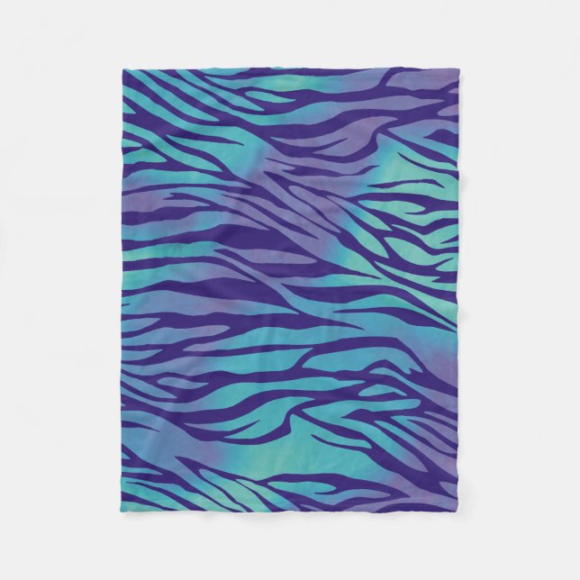 Aqua-blaue und lila Zebra-Streifen Fleecedecke (Vorderseite)