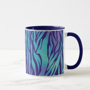 Aqua Blaue und violette Zebrastreifen Tasse