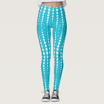 Aqua blaue und weiße Punkte-Leggings