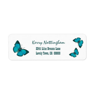 AQUA BLAUE Vintage Schmetterlinge auf WHITE V020
