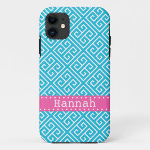 Aqua-blaue weiße griechische iPhone 11 hülle
