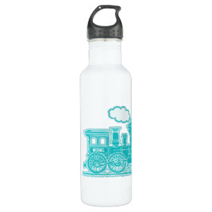 Aqua-blaue Zug-Kinder-Flaschenname Trinkflasche