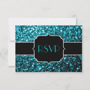 Aqua blauen glänzenden Imitate Glitzer Glitzern Sw RSVP Karte