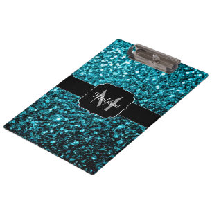 Aqua-blauer glänzender falscher Glitter funkelt Mo Klemmbrett