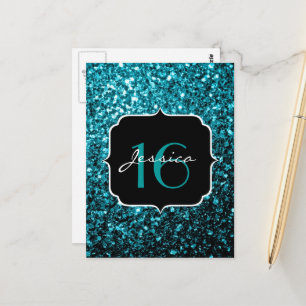 Aqua-blauer glänzender falscher Glitter-Sparkles S Postkarte