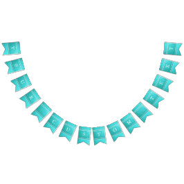 Aqua-blauer Glitzer mit weißen Details Wimpelkette