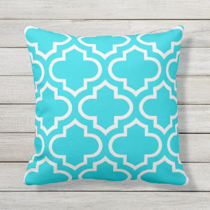 Aqua-blauer Marokkaner Quatrefoil Kissen im Freien Für Draußen
