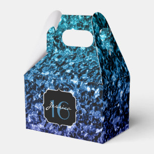 Aqua blauer Ombre Glitter-Glitzern Bonbon 16 Geschenkschachtel