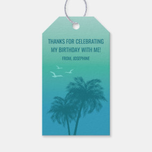 Aqua Blauer Sommer Himmel Palmen Geburtstag Danke Geschenkanhänger