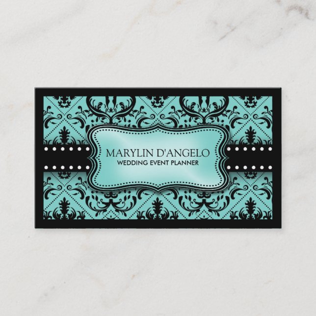 Aqua-blauer und schwarzer Vintager Visitenkarte (Vorderseite)