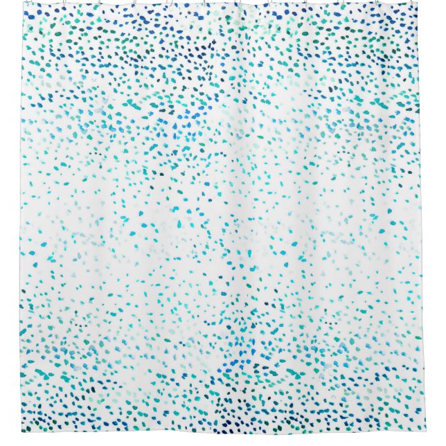 Aqua-blaues Aqua-Aquarell-Ober-Punktmuster Duschvorhang (Vorderseite)