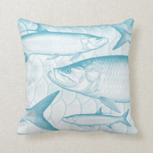 Aqua-blaues atlantisches Tarpon-Wurfs-Kissen Kissen