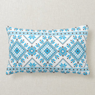 Aqua-blaues aztekisches Stammes- ethnisches Lendenkissen