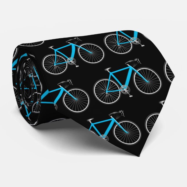 Aqua-blaues Fahrrad auf schwarz Krawatte (Gerollt)