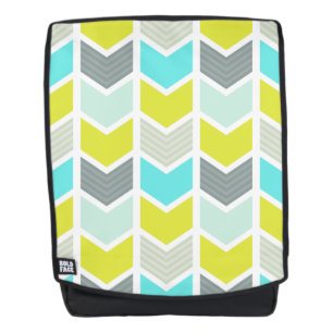 Aqua-blaues gelbes graues geometrisches Zickzack Rucksack