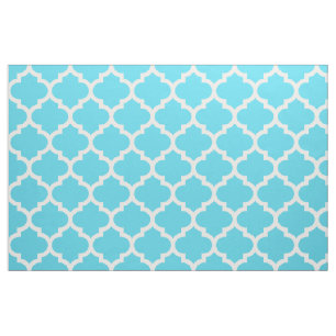 Aqua-blaues Marokkaner Quatrefoil Gitter-Gewebe Stoff