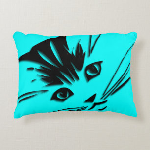 Aqua-blaues Miezekatze-Katzen-Gesicht Zierkissen