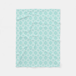 Aqua blaues Quatrefoil geometrisches Muster Fleecedecke