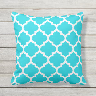 Aqua blaues Quatrefoil Muster-Kissen im Freien Kissen Für Draußen