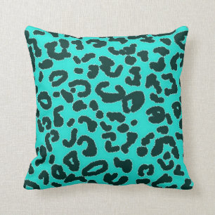 Aqua Blaugrün, Türkis Leopard Animal Print Kissen
