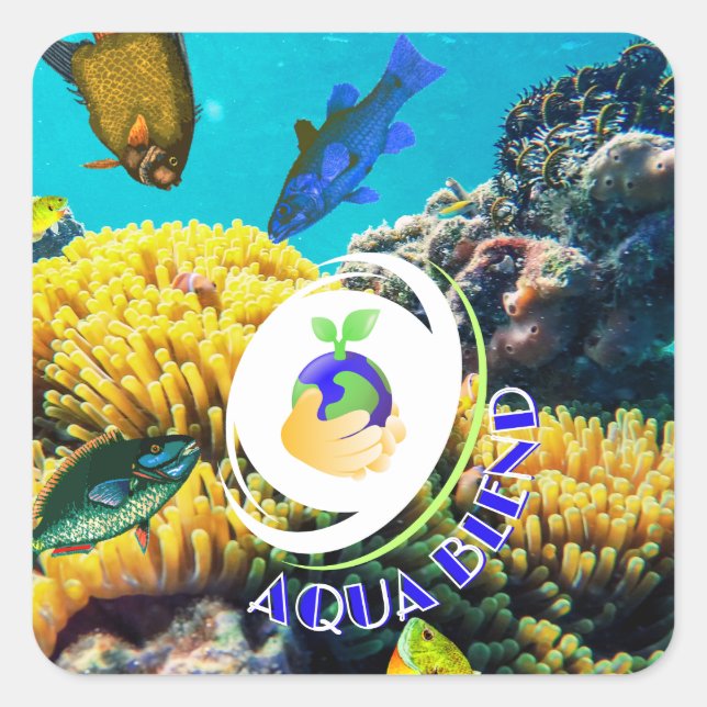Aqua Blend Quadratischer Aufkleber (Vorderseite)