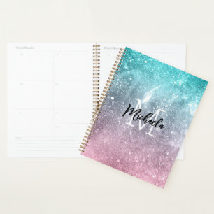 Aqua bleu Rose ombré galaxie marine abstraite Mono