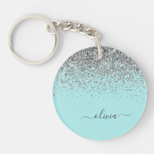Aqua bleu Turquoise Parties scintillant argent Mon